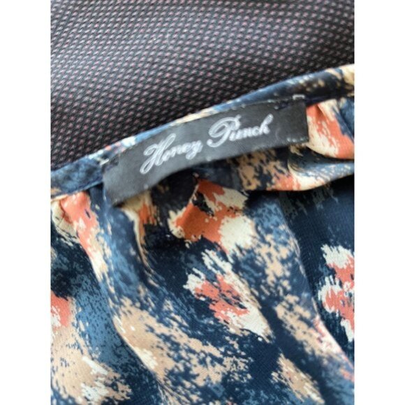 Honey Punch Blue Printed Blouse Top L - Picture 4 of 4